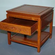 Vintage Oriental Teak Bedside Table with Drawer and Shelf, China