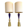 Blue and trasparent-gold murano glass table lamps with bouclé