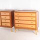 Pair of rattan and wood bedside tables