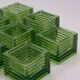 Set of 8 vintage green pressed glass candle holders