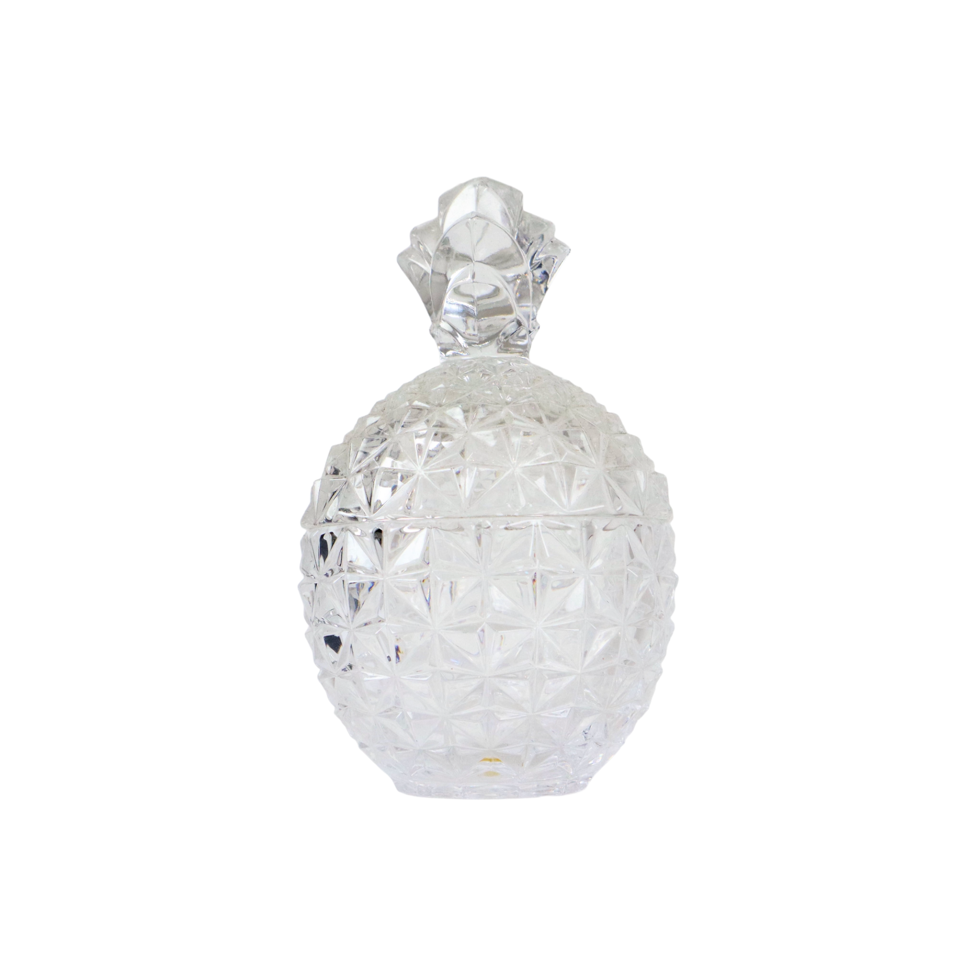 Vintage crystal pineapple sugar bowl pot france 14cm