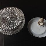 Round diamond-tipped glass ceiling light / vintage 60s-70s