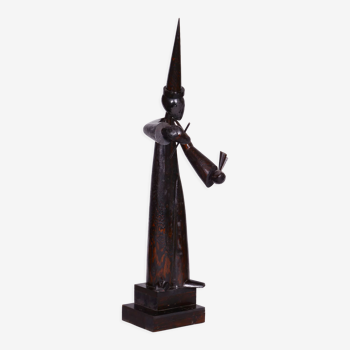 Statue en bois Art Déco, état d’origine, République tchèque, années 1920