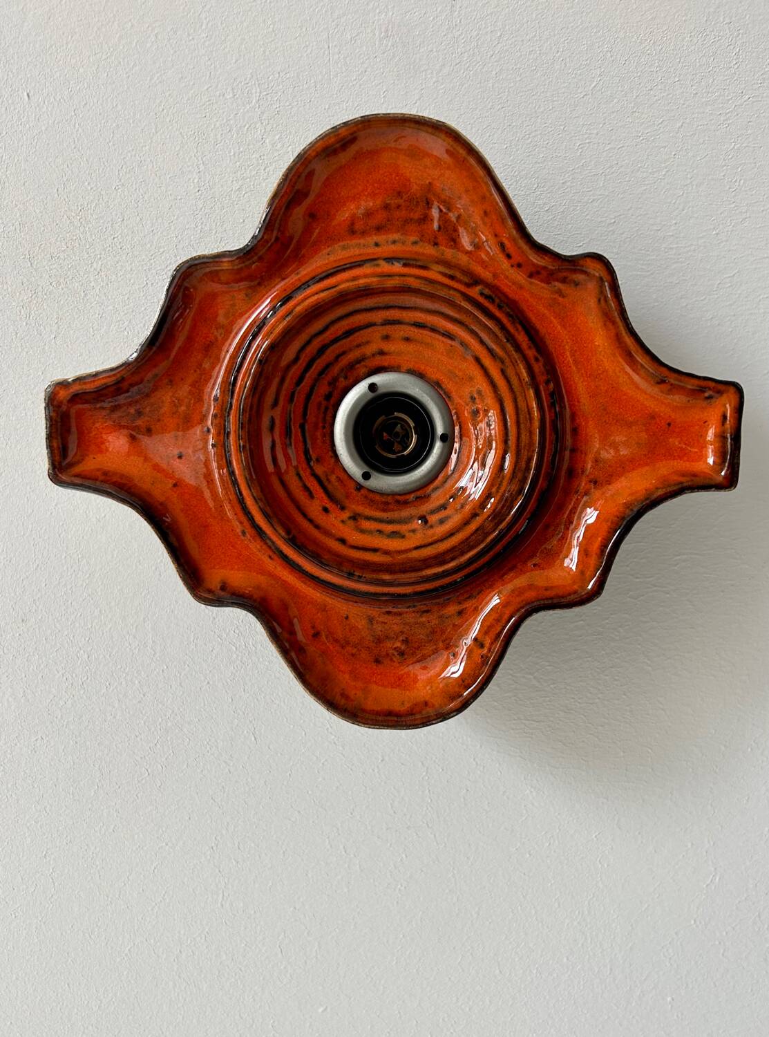 Pair of vintage wall lights, brown and orange ceramic, Sweden 1960