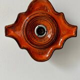 Pair of vintage wall lights, brown and orange ceramic, Sweden 1960