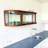 Art Deco-style wall-mounted display cabinet with floral engraving
