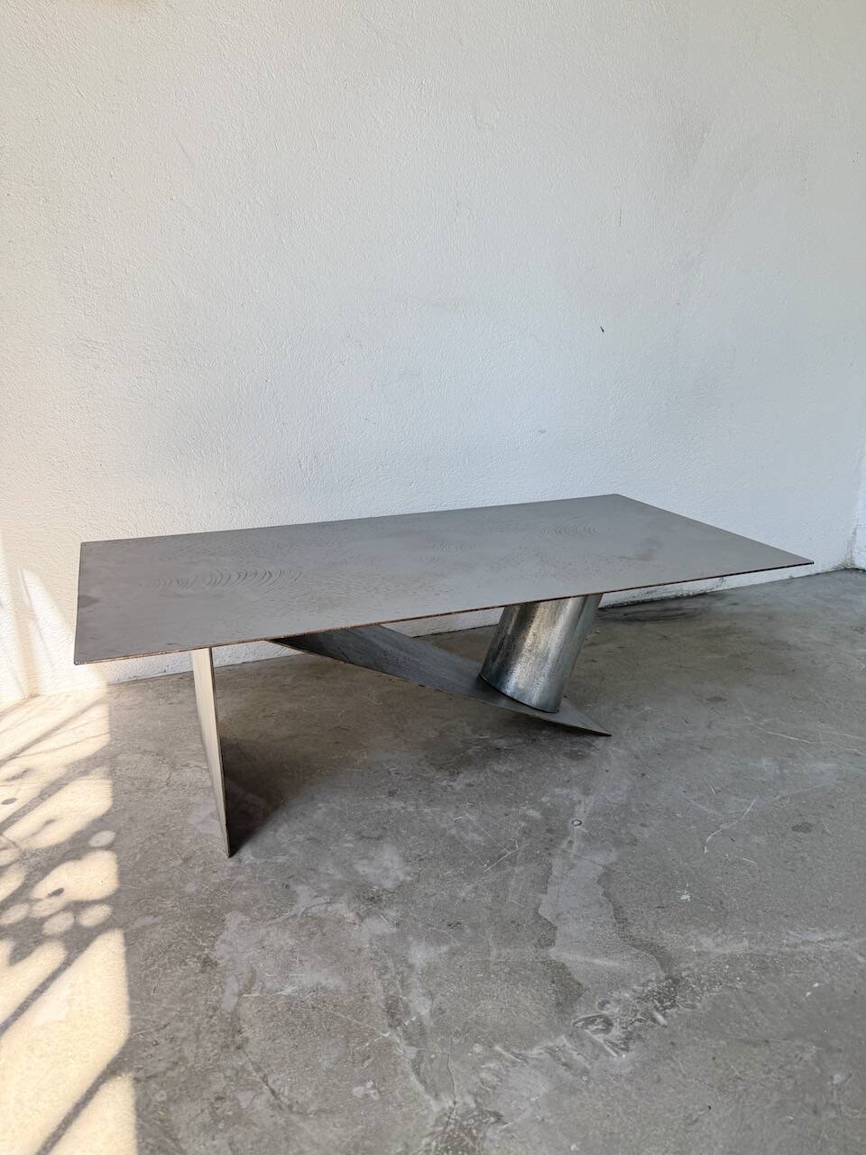 Handcrafted metal coffee table from the 1970s