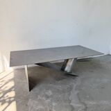 Handcrafted metal coffee table from the 1970s