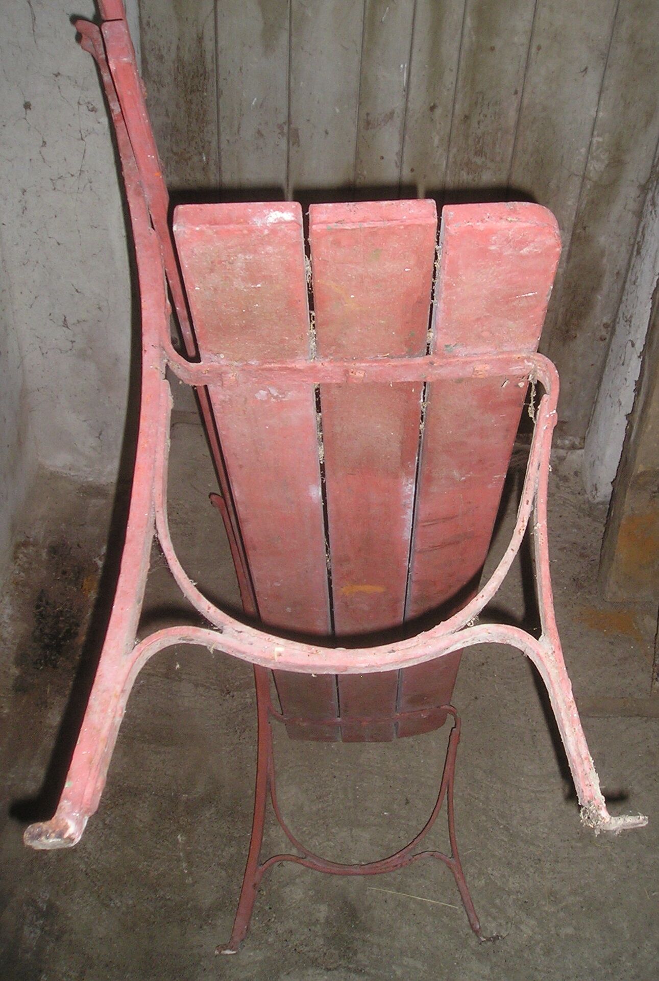 Garden bench wood metal early XXth "ox blood"