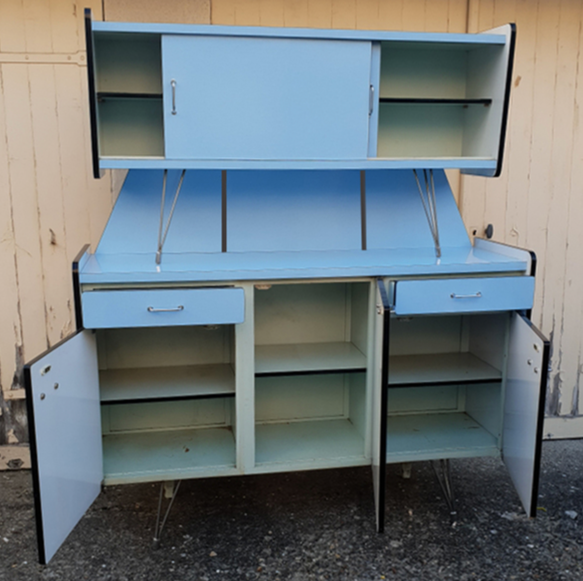 Formica buffet SIF, 3 doors, blue, vintage, years 50