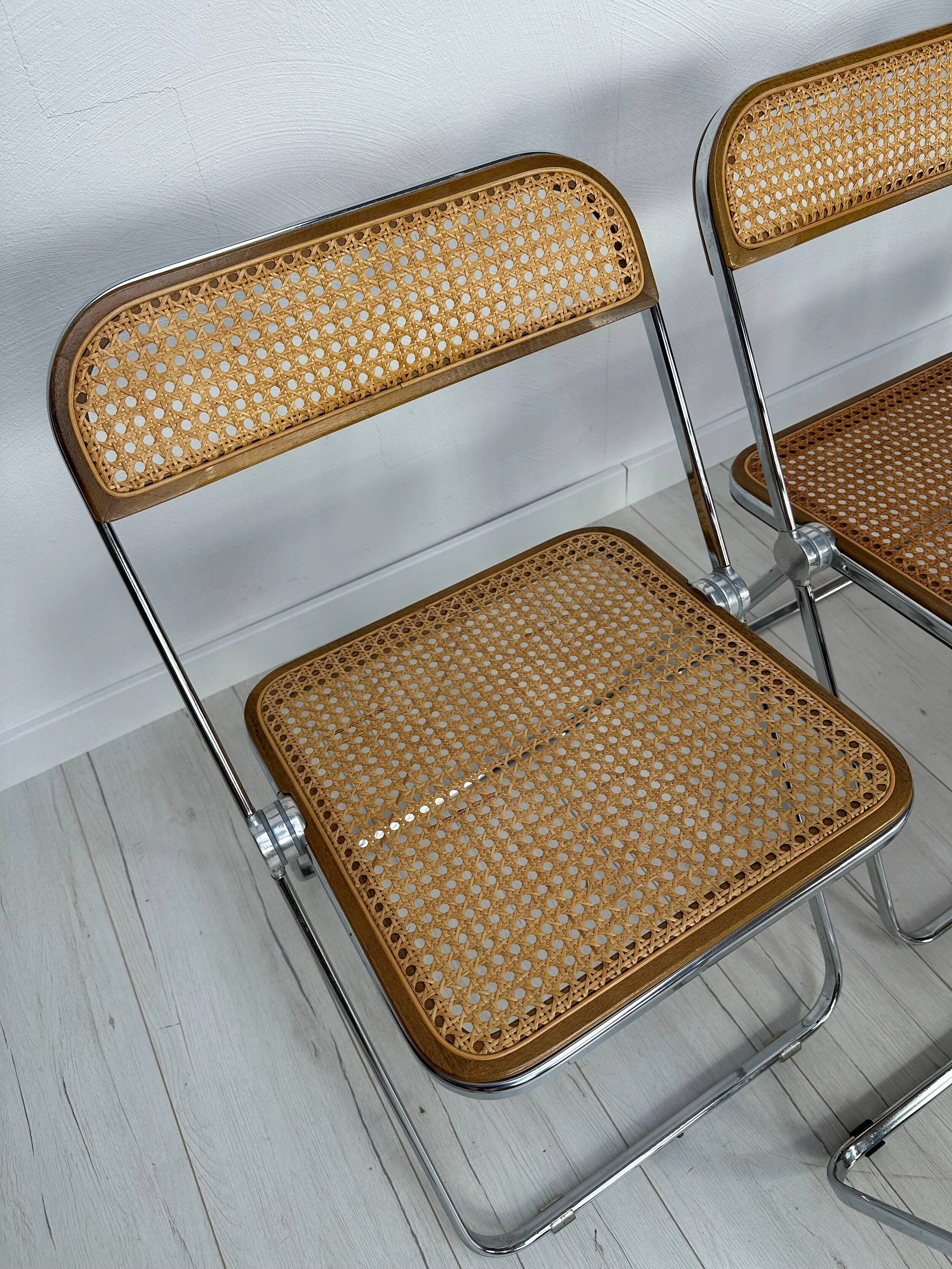 60s Vintage Plia Cane Folding Chair by Giancarlo Piretti - Anonima Castelli