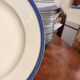 Large Plate 29 cm Salad Bowl Limoges Porcelain Blue Gold Betoule & Legrand