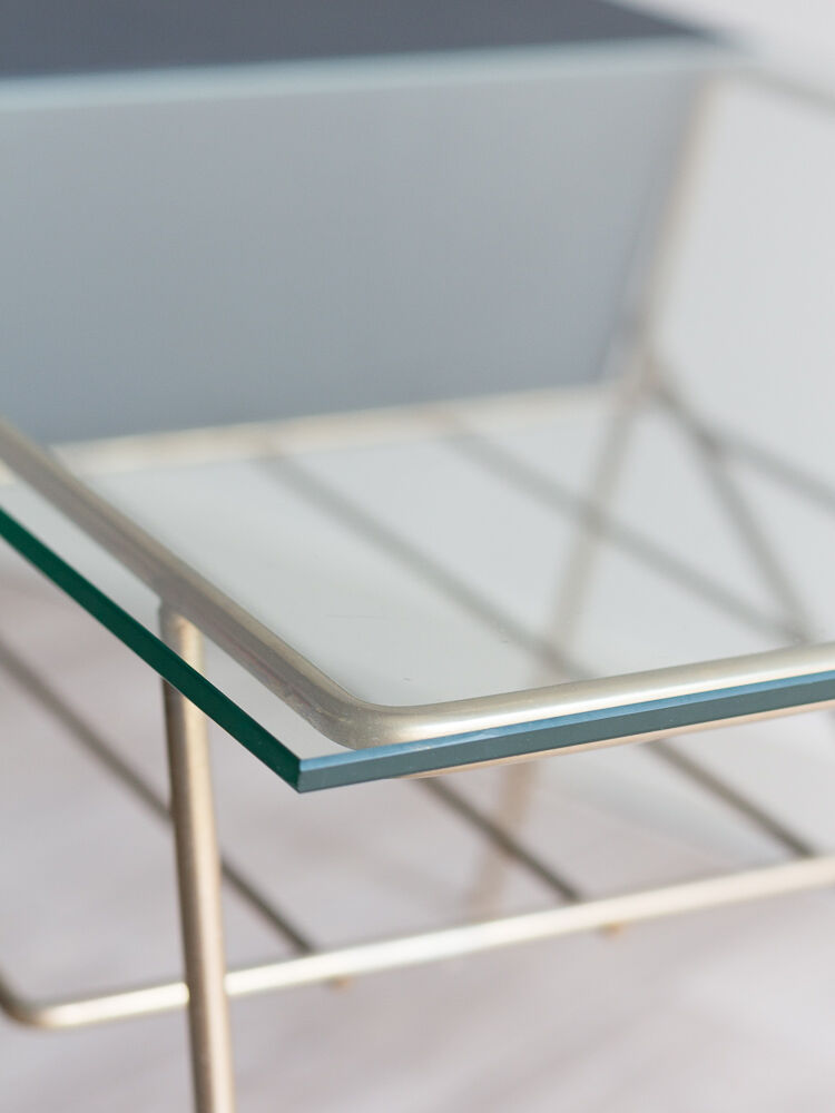 Glass and metal coffee table