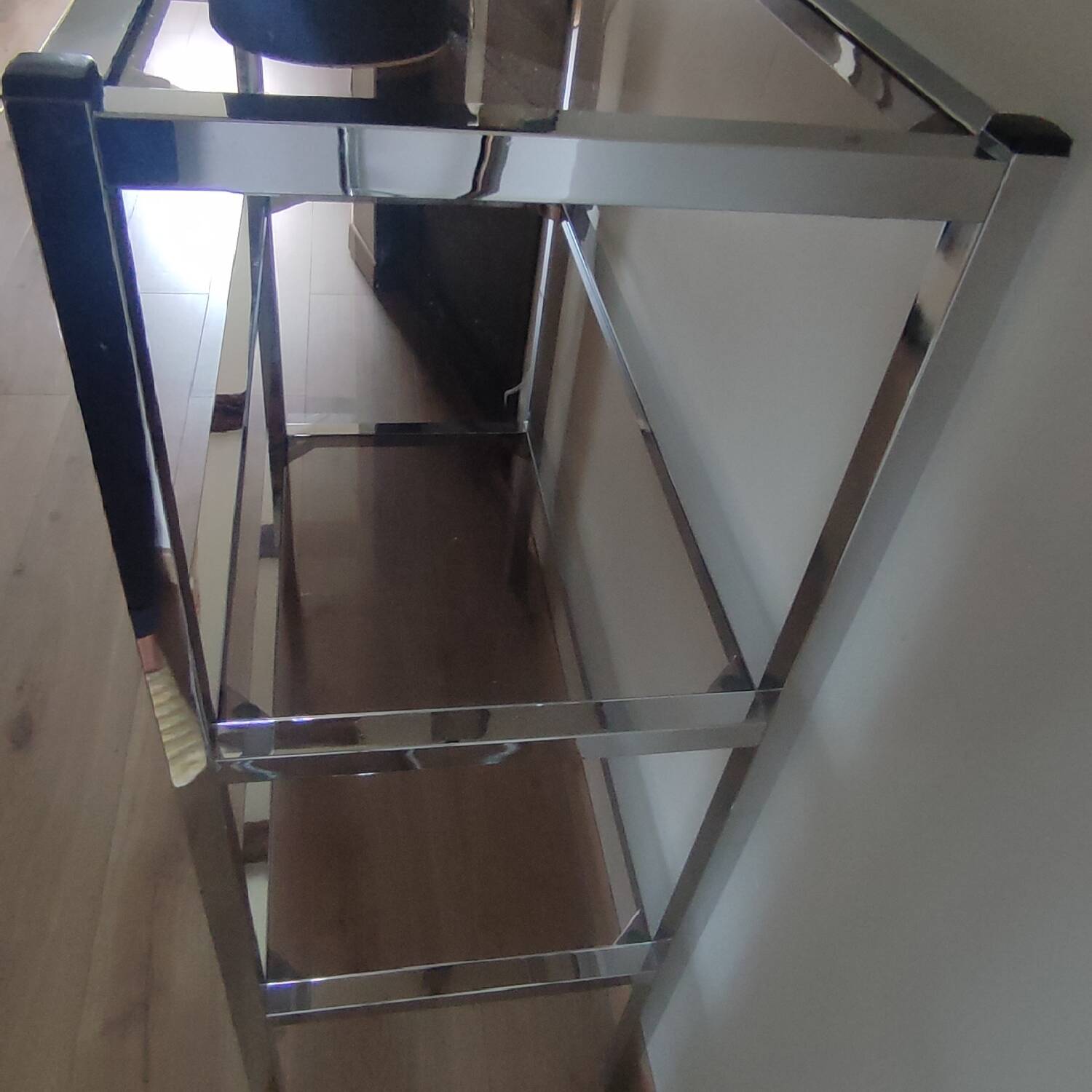 Chrome and smoked glass shelf