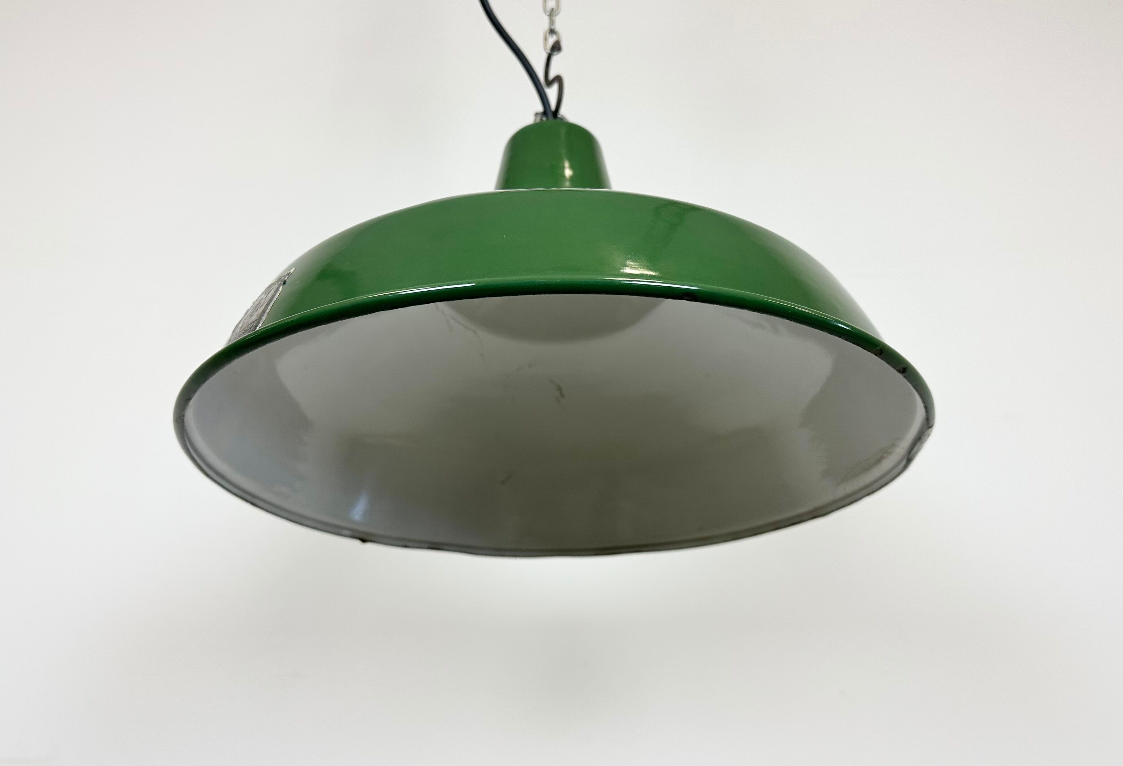 Industrial Green Enamel Factory Lamp from Benjamin, 1960s