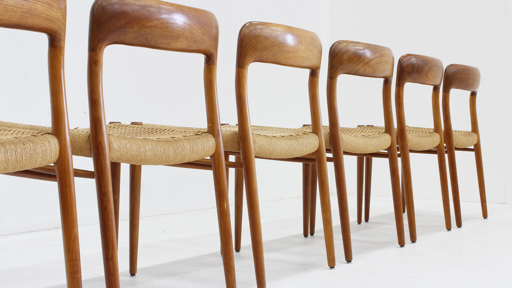 Chaises de salle à manger vintage Modèle 75 par Niels Otto Møller en papercord, ensemble de 6