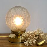 Vintage art deco globe table lamp in frosted glass
