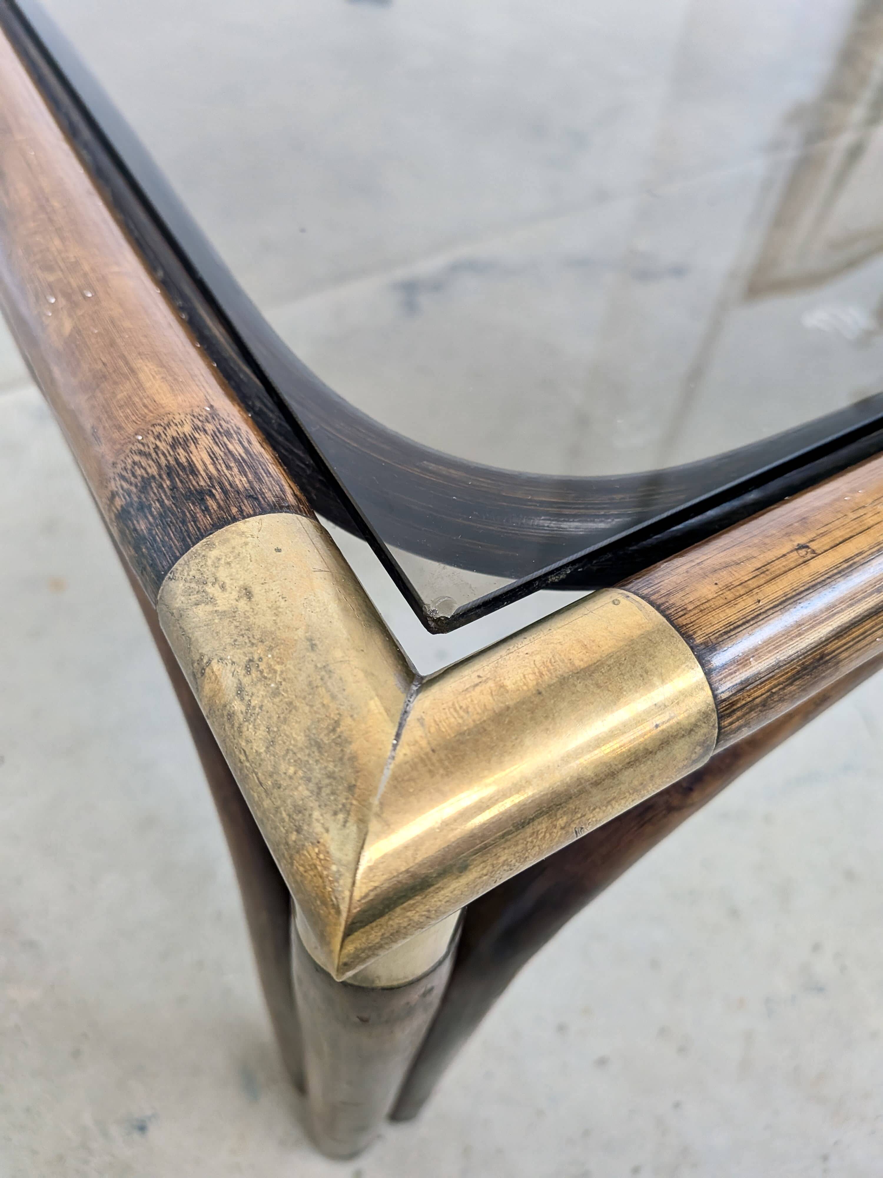 Bamboo and glass coffee table