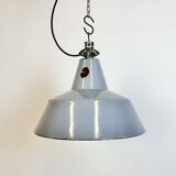 Industrial grey enamel factory pendant lamp, 1960s
