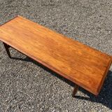 Table en palissandre Topform. Table basse vintage. Sangles en cuir