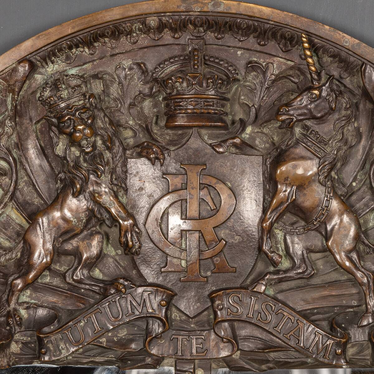 Antique 19thc cast bronze mirror, royal insurance company c.1880