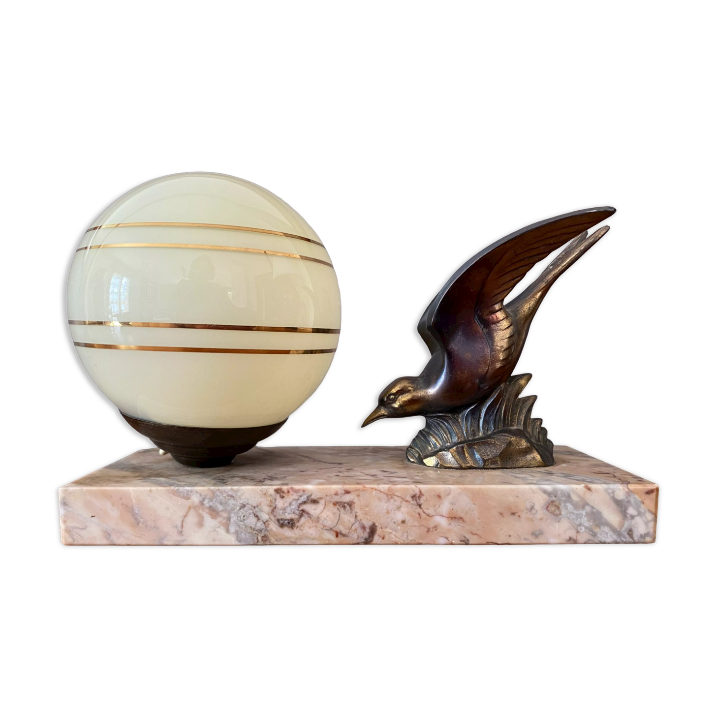 Vintage bird art deco lamp