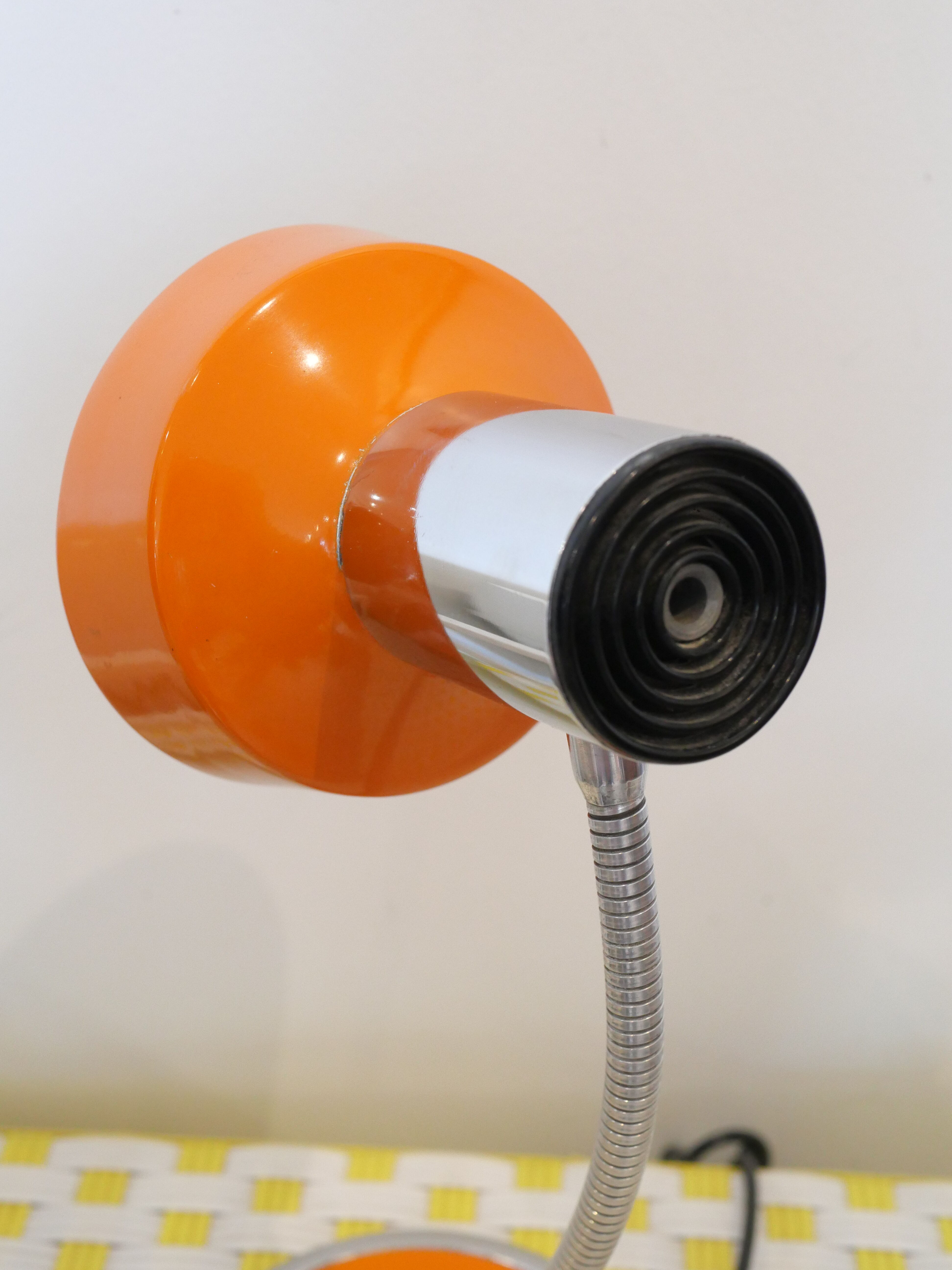 1970s orange metal desk lamp