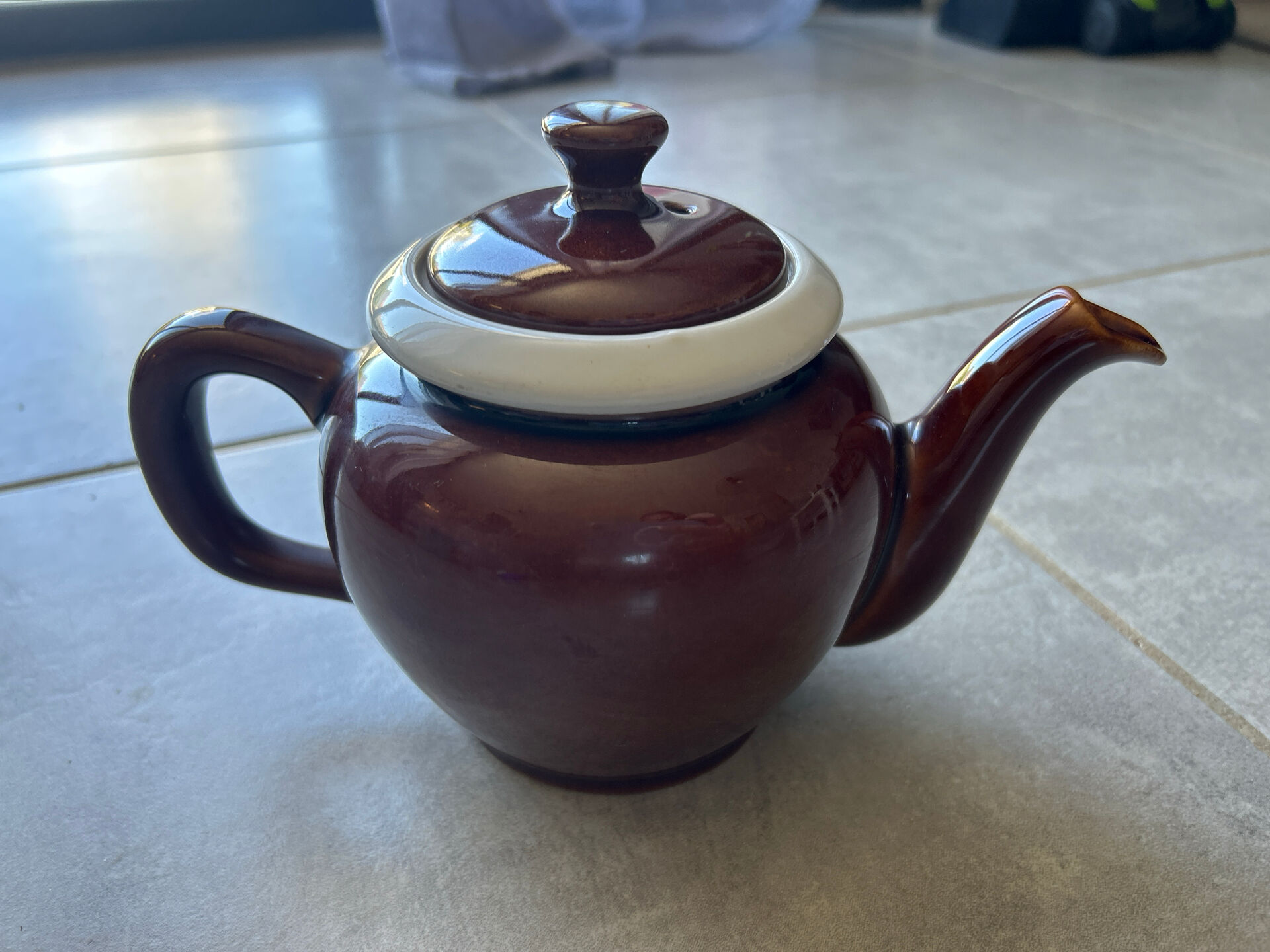 Vintage brown and cream teapot