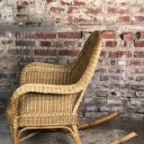 Rocking chair in rattan and bamboo rocker 1980