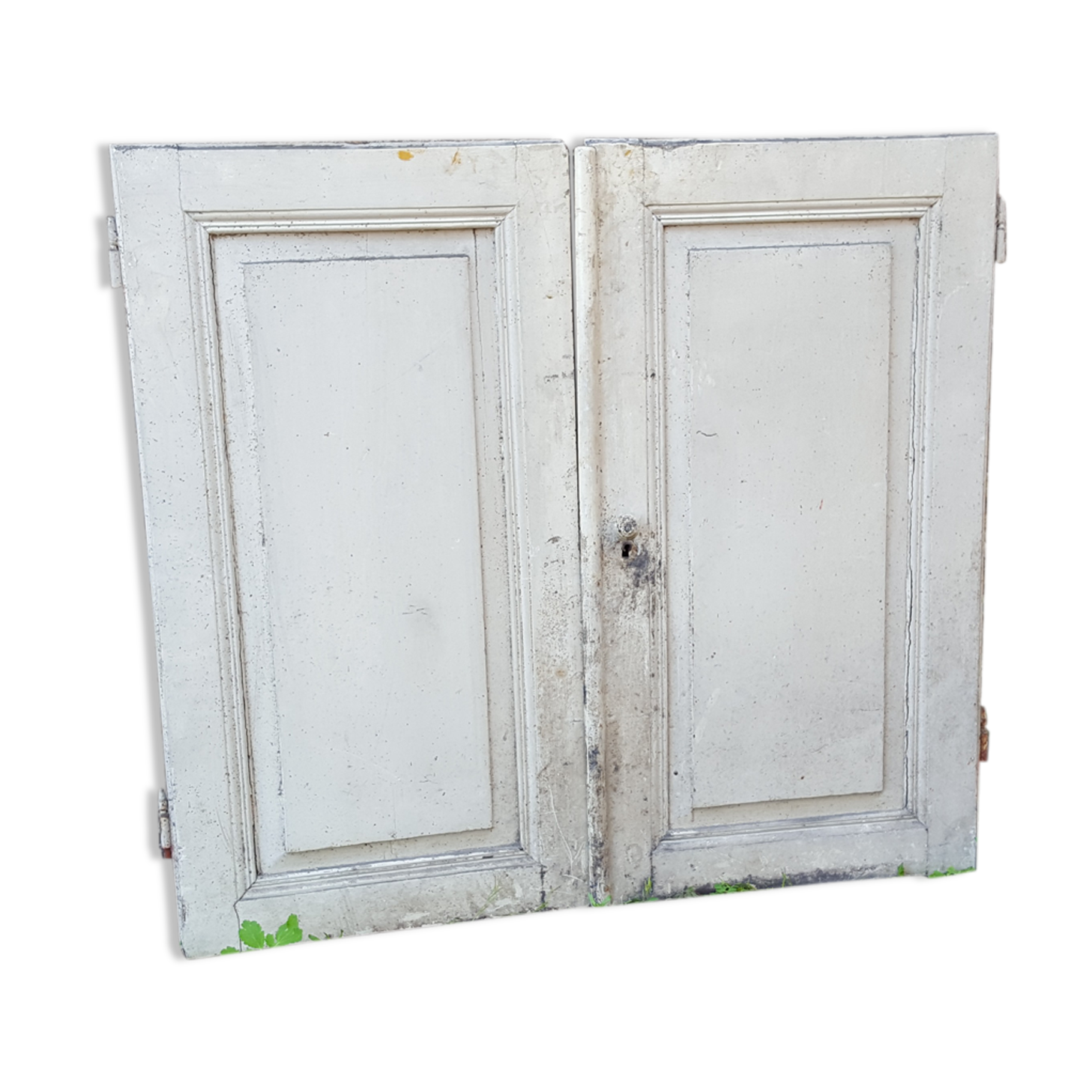 Pair of old white painted fir closet doors