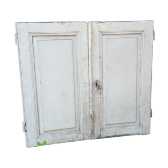 Pair of old white painted fir closet doors