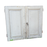 Paire de portes de placard ancienne sapin peint blanc