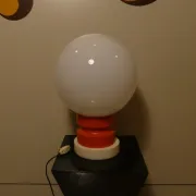 Opaline glass and wood table lamp, Italy, 1970s