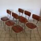 6 brown skai and chrome steel chairs