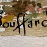 Watercolor painting "On the edge of the forest" signed MR Bouffard - mid 20th century