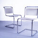 Set of 2  italian grey leather cantilever seats