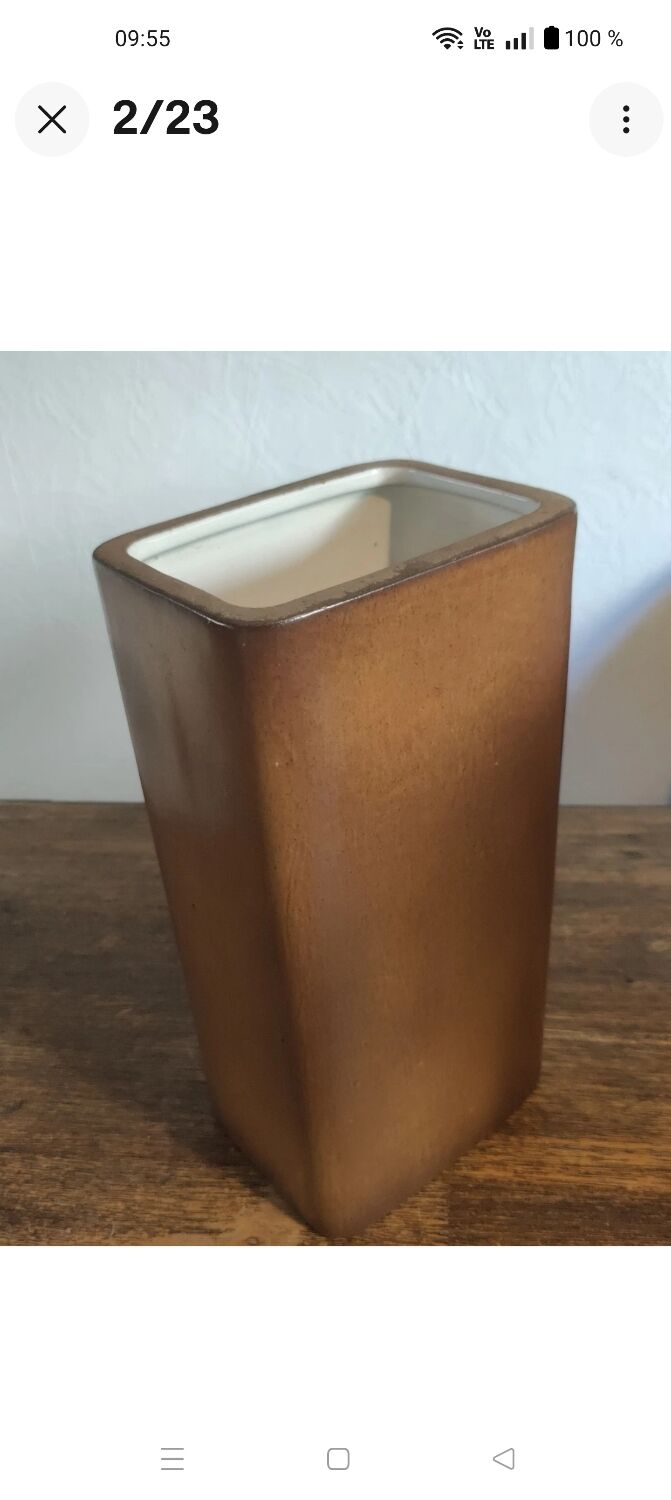 Jean payen large rectangular ceramic vase monogrammed 20th century