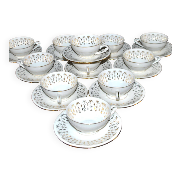 Lot de 11 tasses à café en porcelaine Compagnie Nationale de Porcelaine Berry