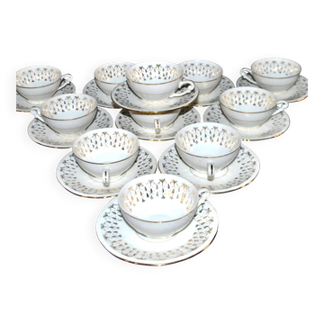Lot de 11 tasses à café en porcelaine Compagnie Nationale de Porcelaine Berry