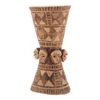 African wooden diabolo vase, 1970s