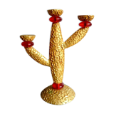 Candle holder in gilded bronze and resin by Richard Lauret for Fondica. France 1990s