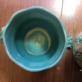 Pair of pot cache in barbotine earthenware