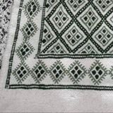 Handmade green and white margoum hallway rug in natural wool