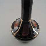 Black enameled ceramic vase Vintage