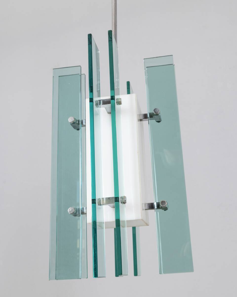 Vintage 60s chandelier in glass and plastic italian design