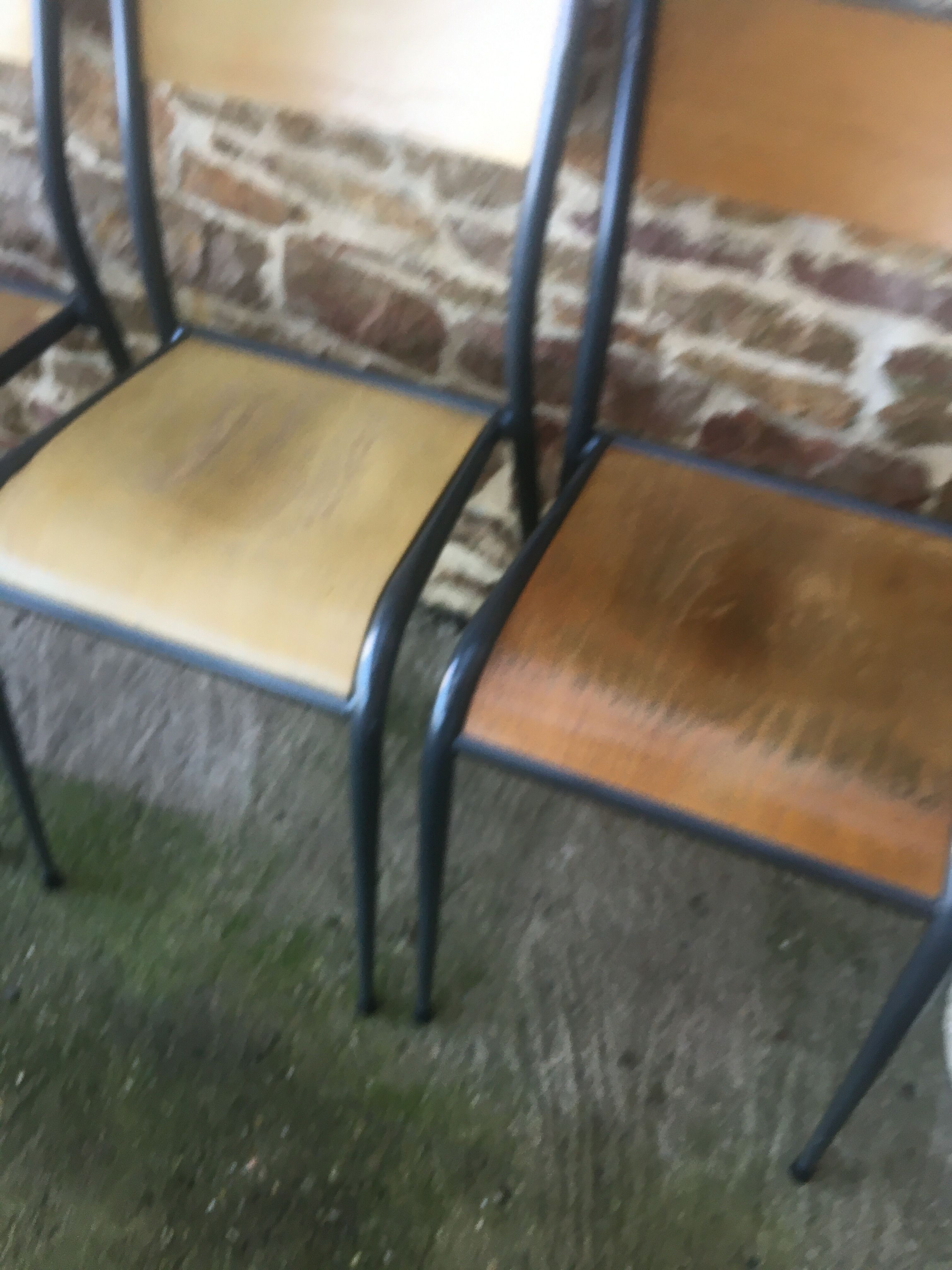 4 vintage school chairs, compass legs