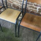 4 vintage school chairs, compass legs