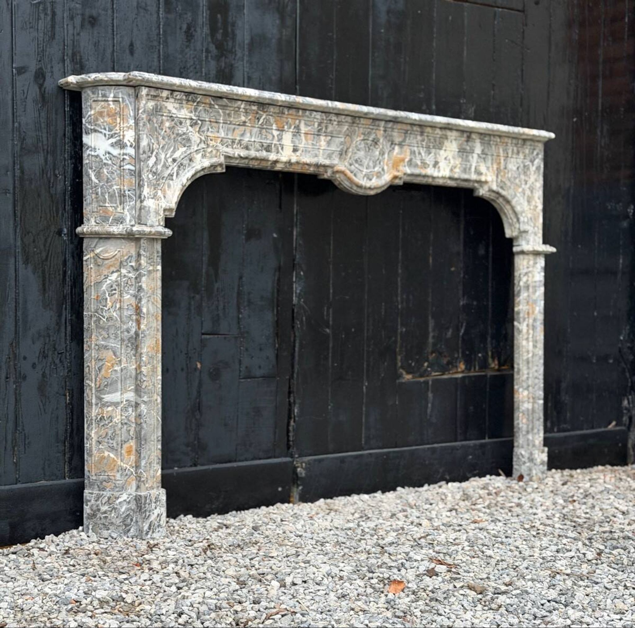 Regency fireplace in grey Ardennes marble, 18th century