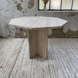 Octagonal travertine coffee table