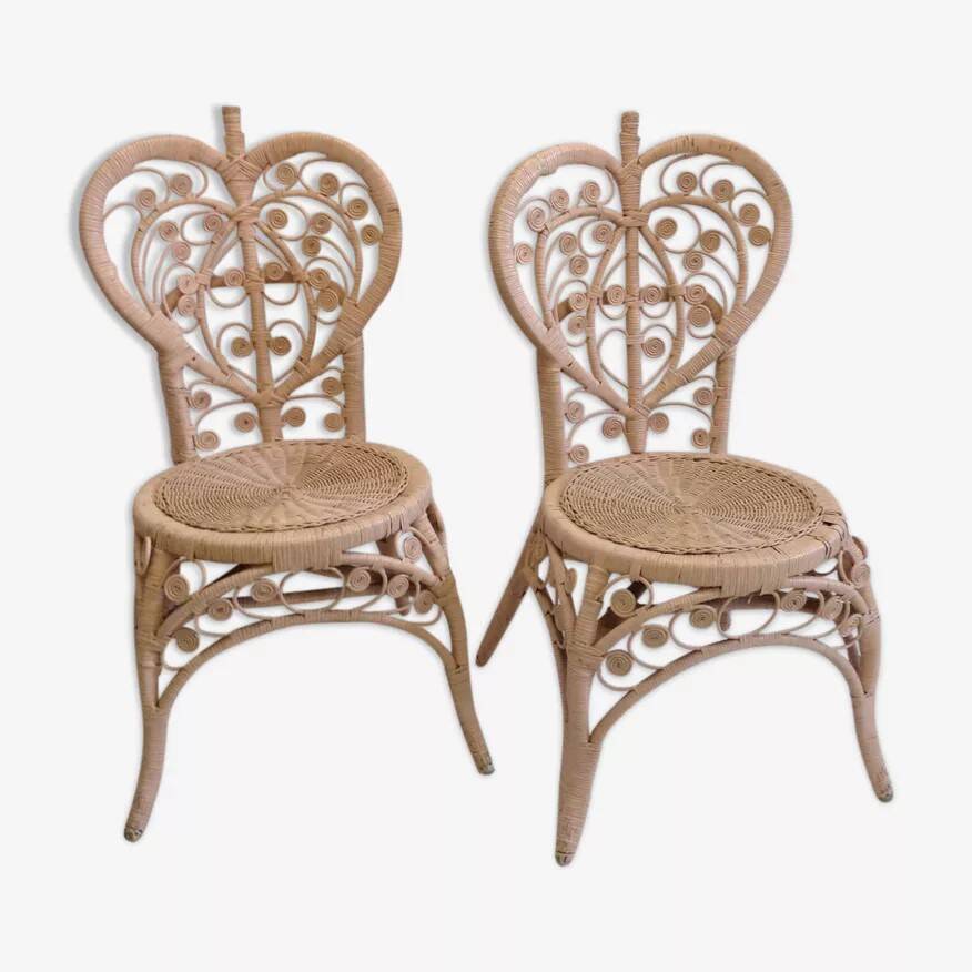 Pair of Peacock rattan chairs